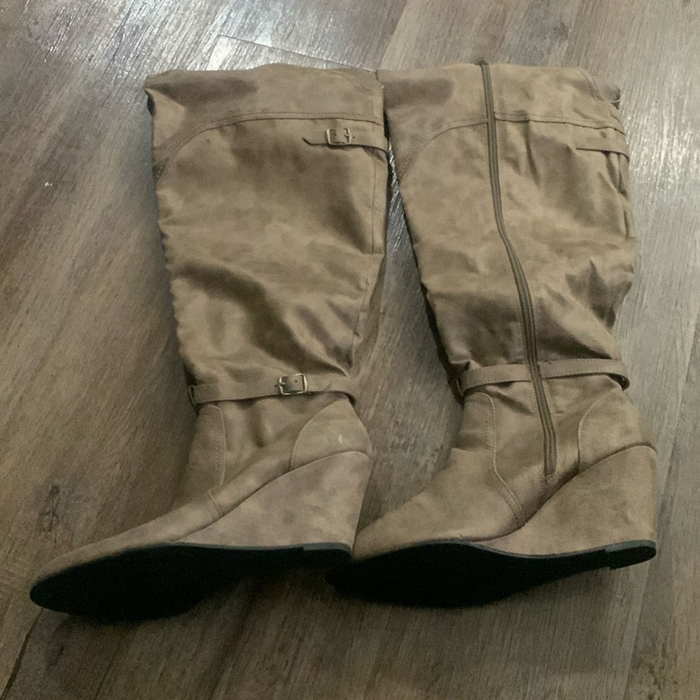 Brown knee high boots